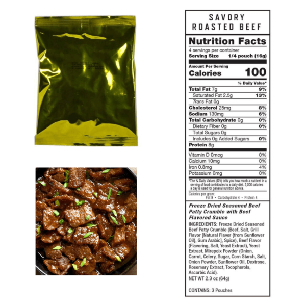 savory roasted beef nutrition facts